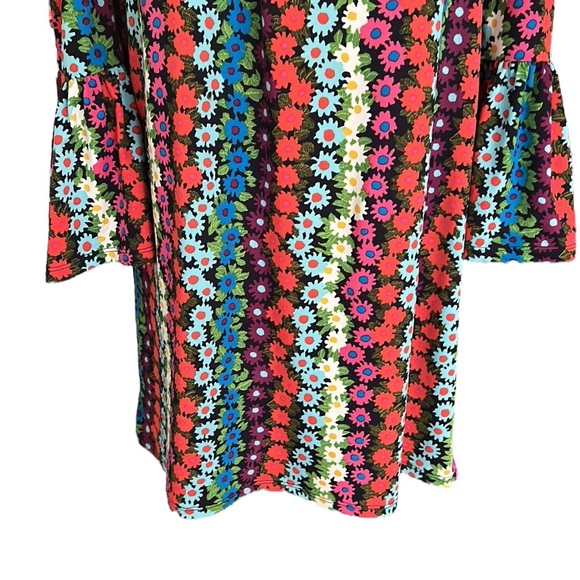 Trina Turk Daisy Floral Bell Sleeve Off the Shoulder Mini Swing Slip Dress - S - Picture 7 of 16